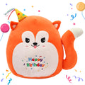 Easfan 12 Birthday Fox Plush Pillow Soft Fox Plush Toy Cute Fox Stuffed Animal Home Room Decoration Birthday Gift For Kids Adult