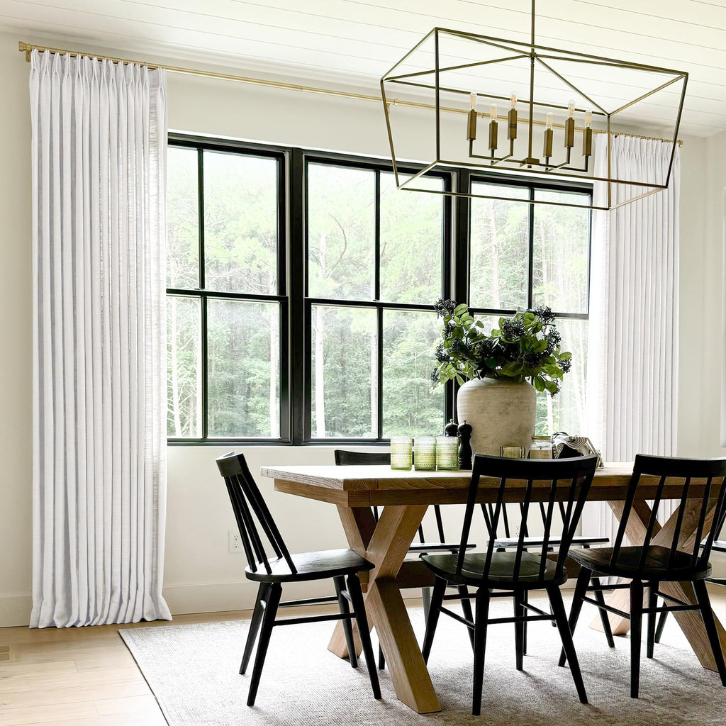 Twopages Snow White Linen Pinch Pleat Curtain For Living Room, Window Treatment Curtain Panel Double Layer Light Filtering Room