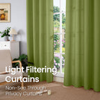 Bgment Faux Linen Curtains For Living Room 84 Inch Length 2 Panels Set, Burlap Textured Long Curtains Light Filtering Privacy Window Curtain Drapes With Grommet, 52 Inch Wide Each Panel, Olive Green
