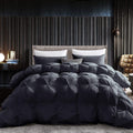 Luxurious Goose Down Feather Fiber Comforter Duvet Insert, Exquisite Pinch Pleat Black Design, Oversize Palatial King 120 X 98,