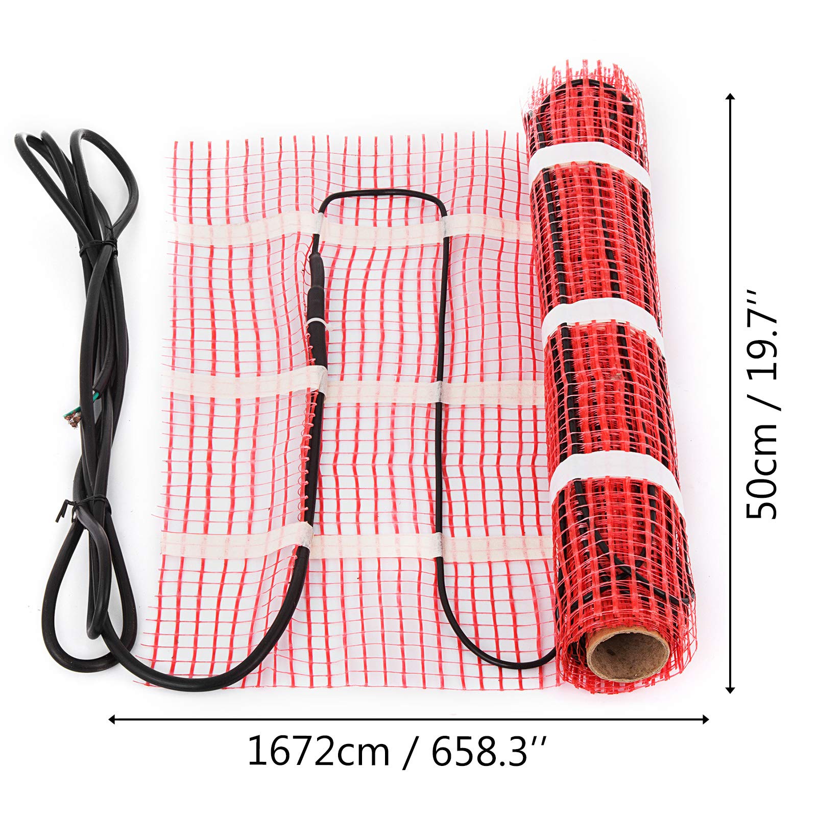 Happybuy 90 Sqft 120V Electric Radiant Floor Heating Mat With Alarmer And Programmable Floor Sensing Thermostat Self-Adhesive Me