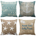 Emvency Set Of 4 Throw Pillow Covers Beach Starfish Words Rules Holiday Summer Nautical Anchor Distressed Taupe Decorative Pillo