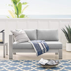 Modway Shore Sunbrella® Fabric Aluminum Outdoor Patio Left-Arm Loveseat In Silver Gray