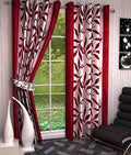 HOME UTSAV 1 Piece Eyelet Polyester Printed Door Curtains for Door 7 Feet, Maroon