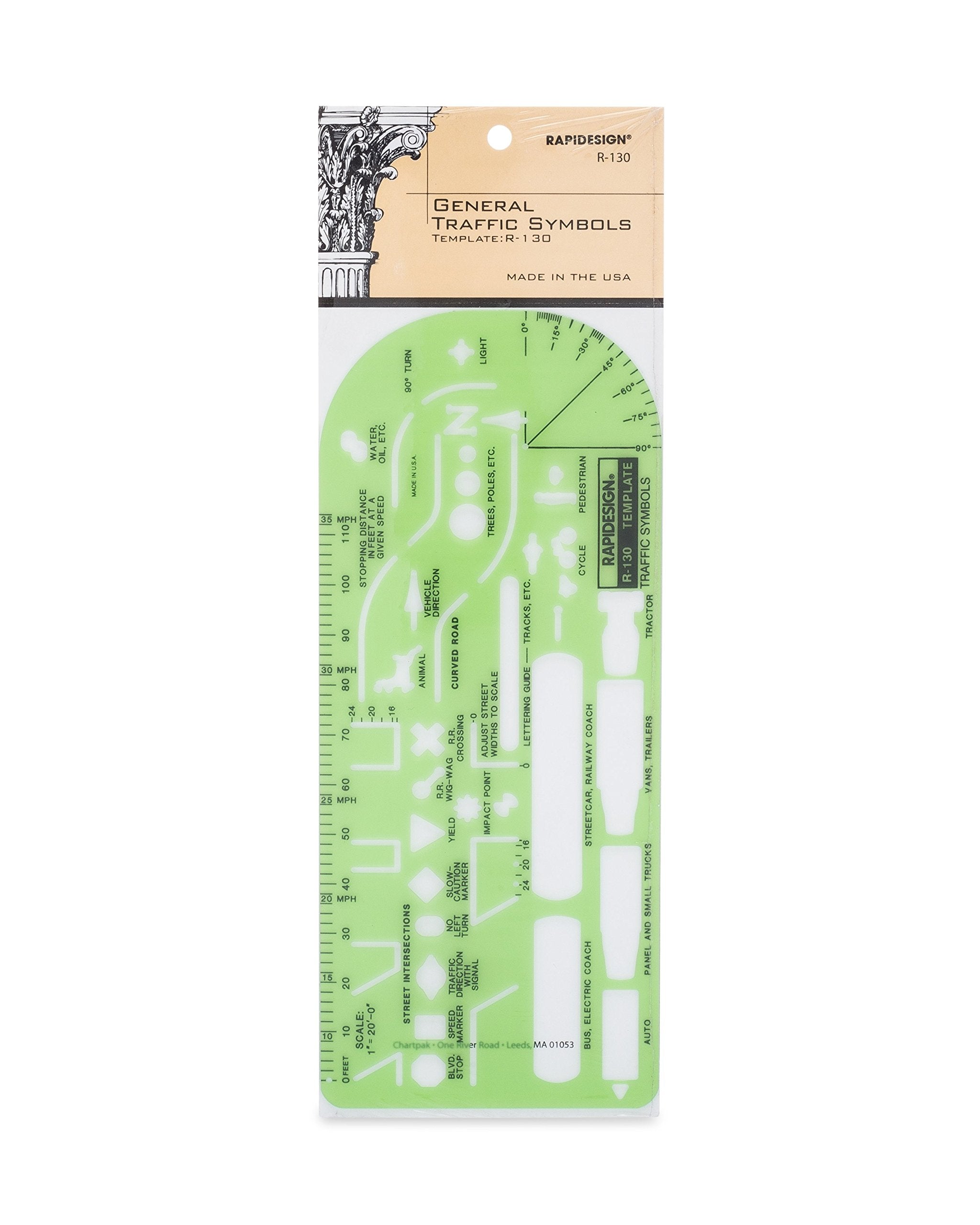 Rapidesign Traffic Symbols Template, 1 Each (R130)