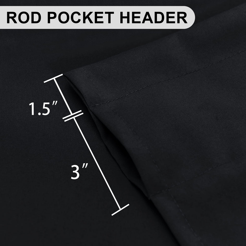 Dwcn Black Valance For Windows, Short Window Curtain Basement Valance, Kitchen Valance Curtains Rod Pocket -1 Panel, 52 X 18 Inc