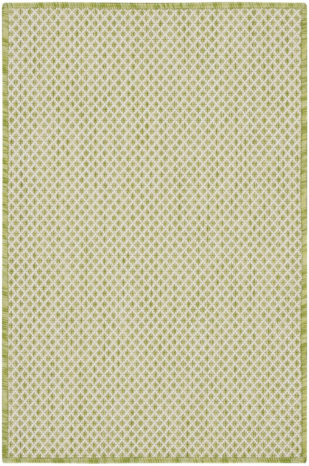 Nourison Courtyard Indoor/Outdoor Ivory Green 2' X 3' Area Rug, Geometric, Easy Cleaning, Non Shedding, Bed Room, Living Room, D