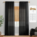 PANELSBURG Black Linen Curtains 96 Inches Long,Light Filtering Farmhouse Linen Sheer Curtains for Living Room,96 Inch Curtains 2