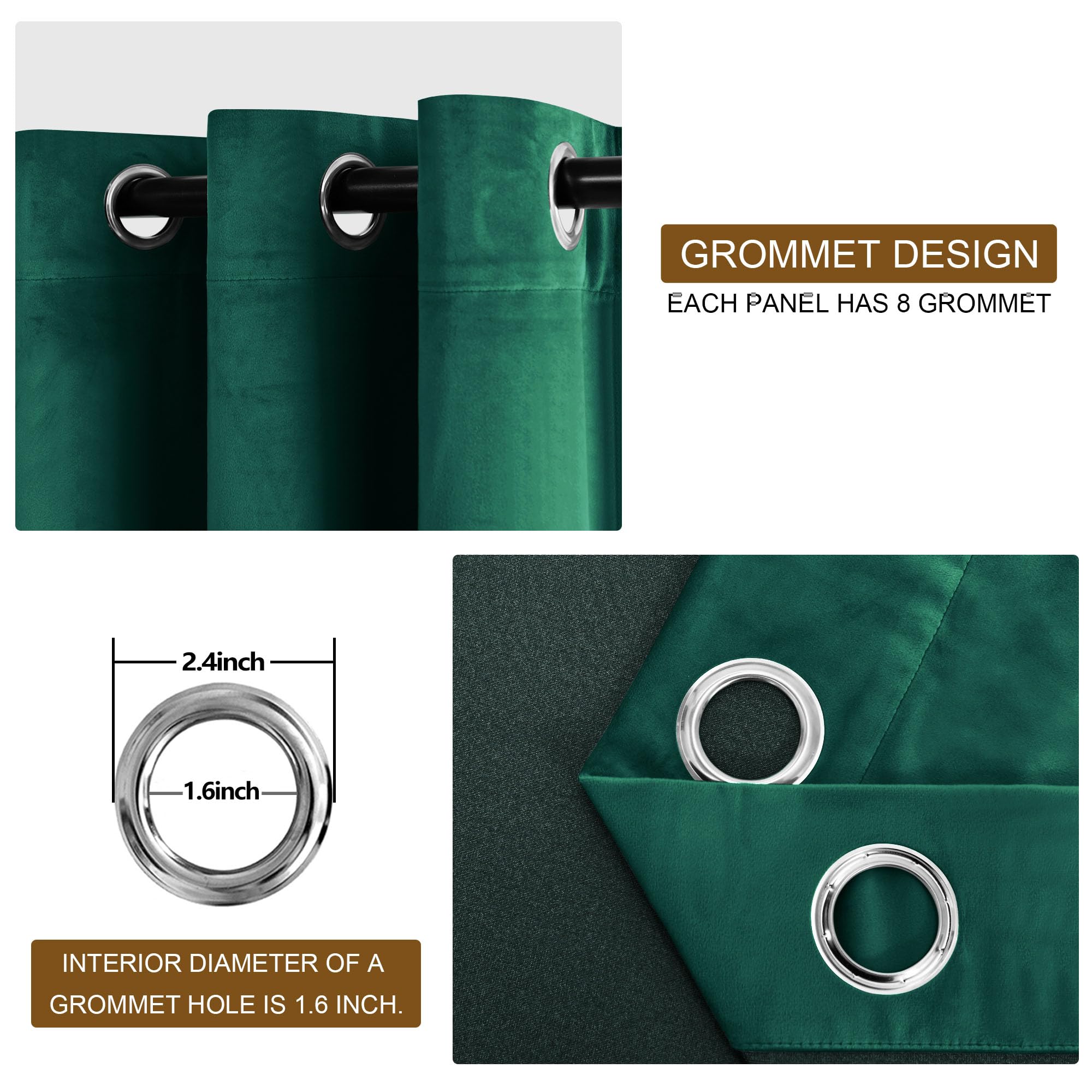 Dwcn Dark Green Blackout Velvet Curtains 84 Inches- Refresh Bundleable Heavy Duty Thermal Insulated Christmas Decor Window Panel