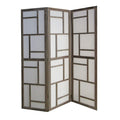 HomeRoots 67 x 1.5 x 50 Gray Fabric and Wood 3 Panel Screen Room Divider