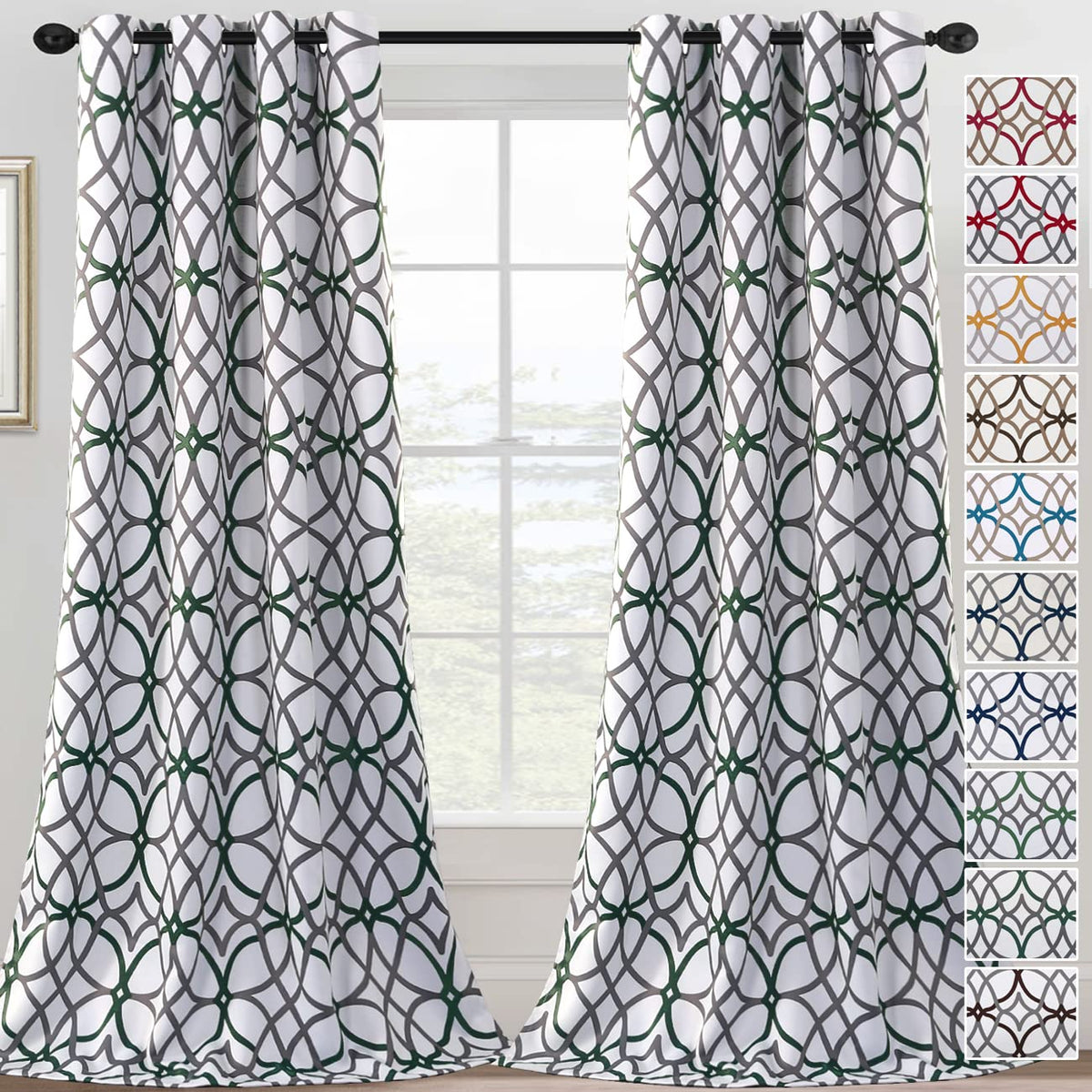 H.Versailtex Blackout Curtains 96 Inch Length 2 Panels Set Thermal Curtains & Drapes Window Treatment Noise Reducing Geometric M