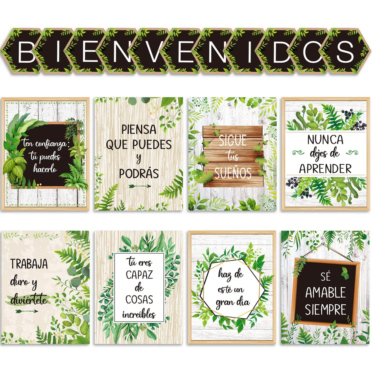 Gisgfim 19 Pieces Bienvenidos Inspirational Spanish Posters Spanish Inspirational Posters Spanish Motivational Banner With Adhes