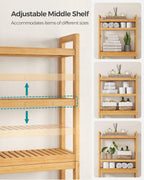Songmics Over The Toilet Storage, 3-Tier Over Toilet Bathroom Organizer With Adjustable Shelf, Fit Most Toilets, Space-Saving, Natural Ubts001N01