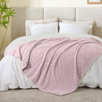 Bedelite Fleece Throw Blanket For Couch & Bed - 3D Jacquard Decorative Lotus Pink Blanket, Super Soft And Cozy Warm Fuzzy Blanke