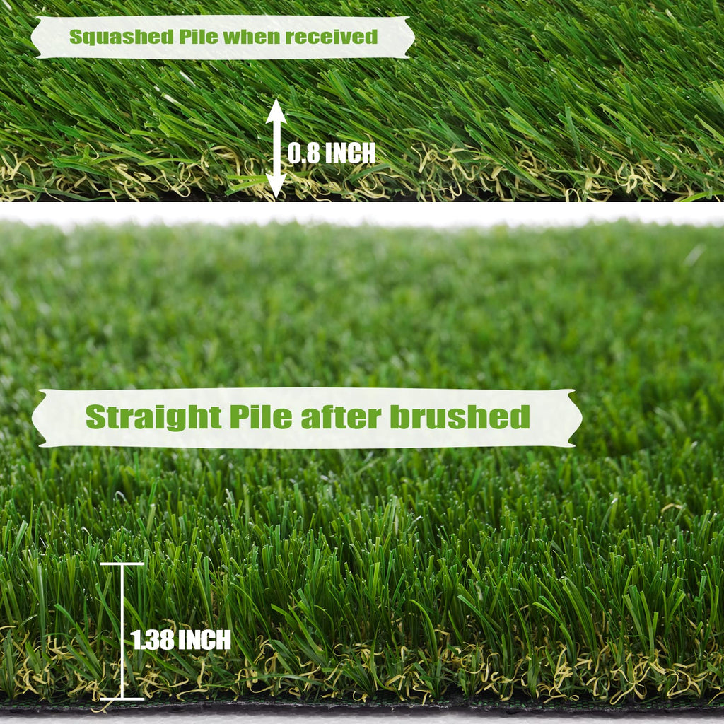 Zgr Premium Artificial Grass 5' X 24' Outdoor Rug, 1.38' Realistic Thick Turf For Garden, Yard, Fake Lawn, Dogs Synthetic Grass Mat, Non-Toxic, Rubber Backed With Drainage Holes, Customized Sizes