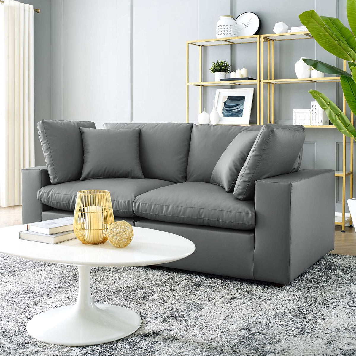 Modway Commix Down-Filled Overstuffed Vegan Leather Loveseat