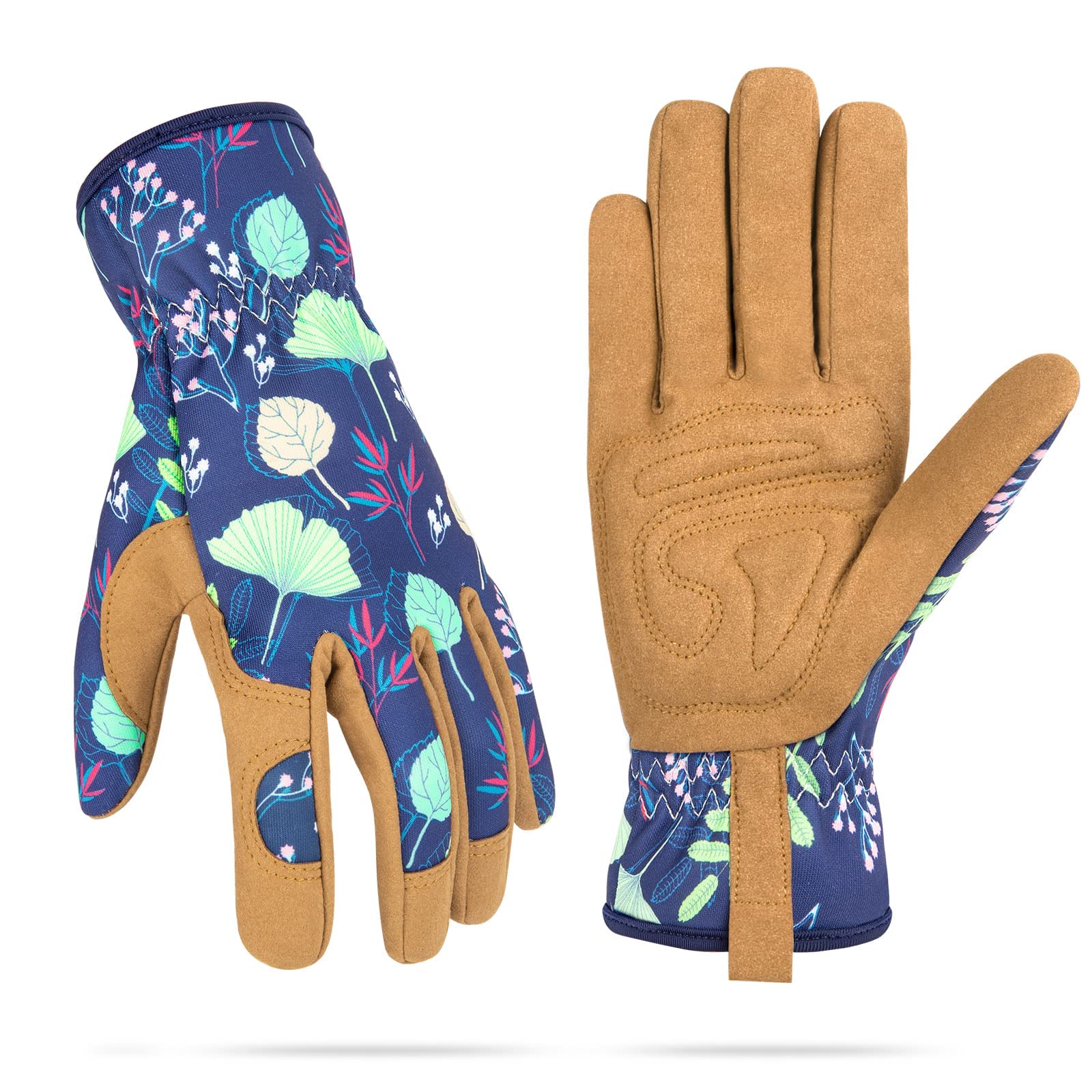 Woheer Leather Gardening Working Gloves For Women, Abrasion Garden Gloves Scratch Resistant Breathable For Weeding, Digging, Pla