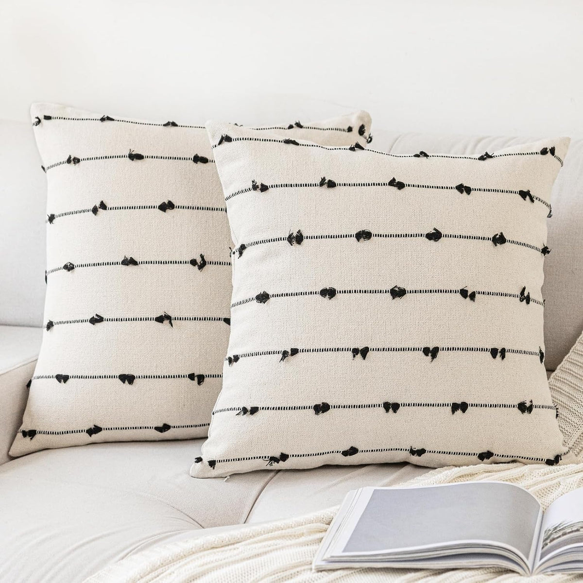 Devsang Throw Pillow Covers 18 X 18 Inch 1Pcs Boho Pillow Covers For Decorative Pillows Cotton Cushion Cover For Couch Sofa Bedr