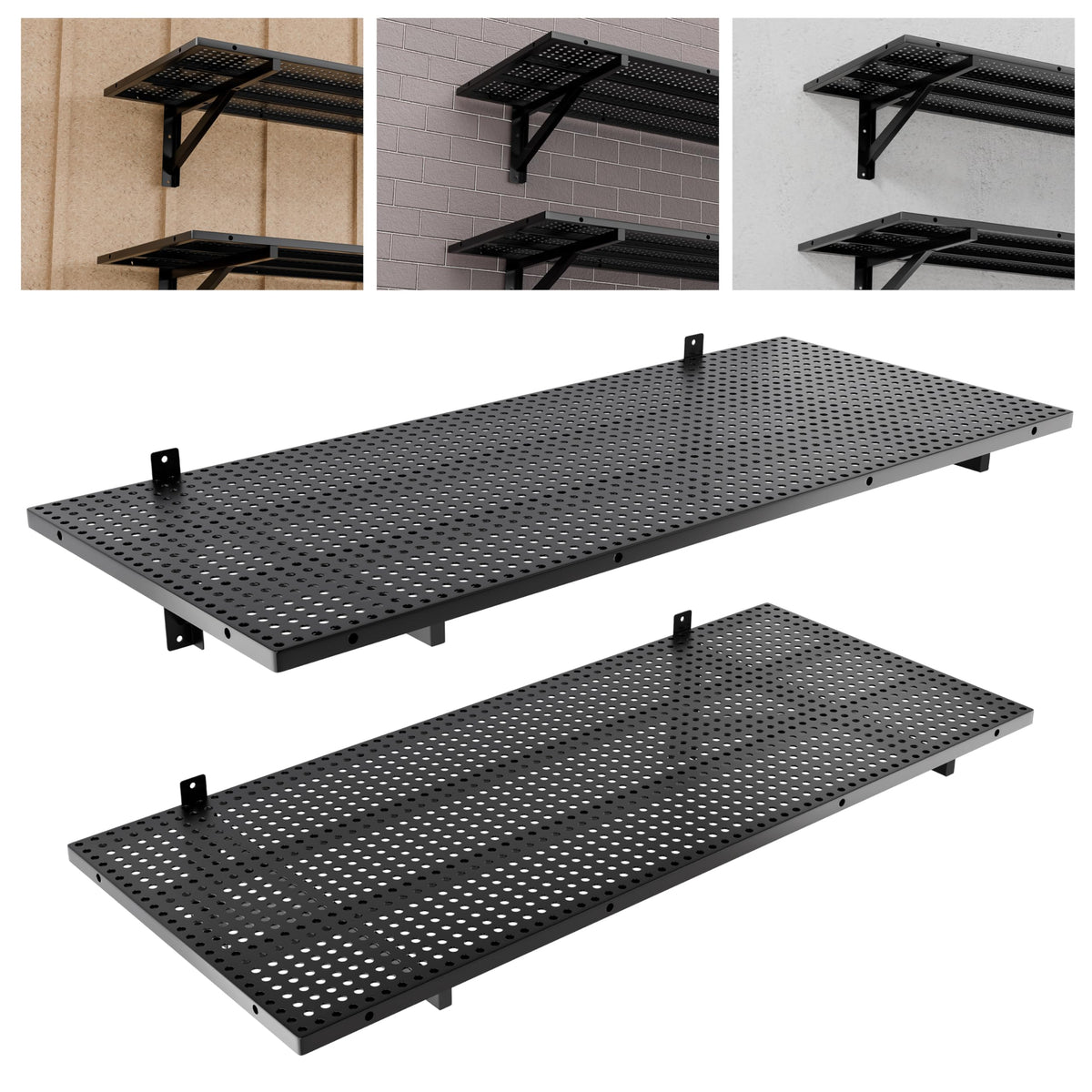 FOFARY Garage Wall Shelving 2Pack, 1.64x4ft Wall Mounted Shelves, Black
