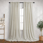 Flax Linen Long Sheer Curtains 120 Length For Dining Room 2 Panels Rod Pocket Window Treatment Cotton Textured Drapes Semi Privacy Beige Curtains For Sliding Glass Door Bedroom Living 52X120 Long