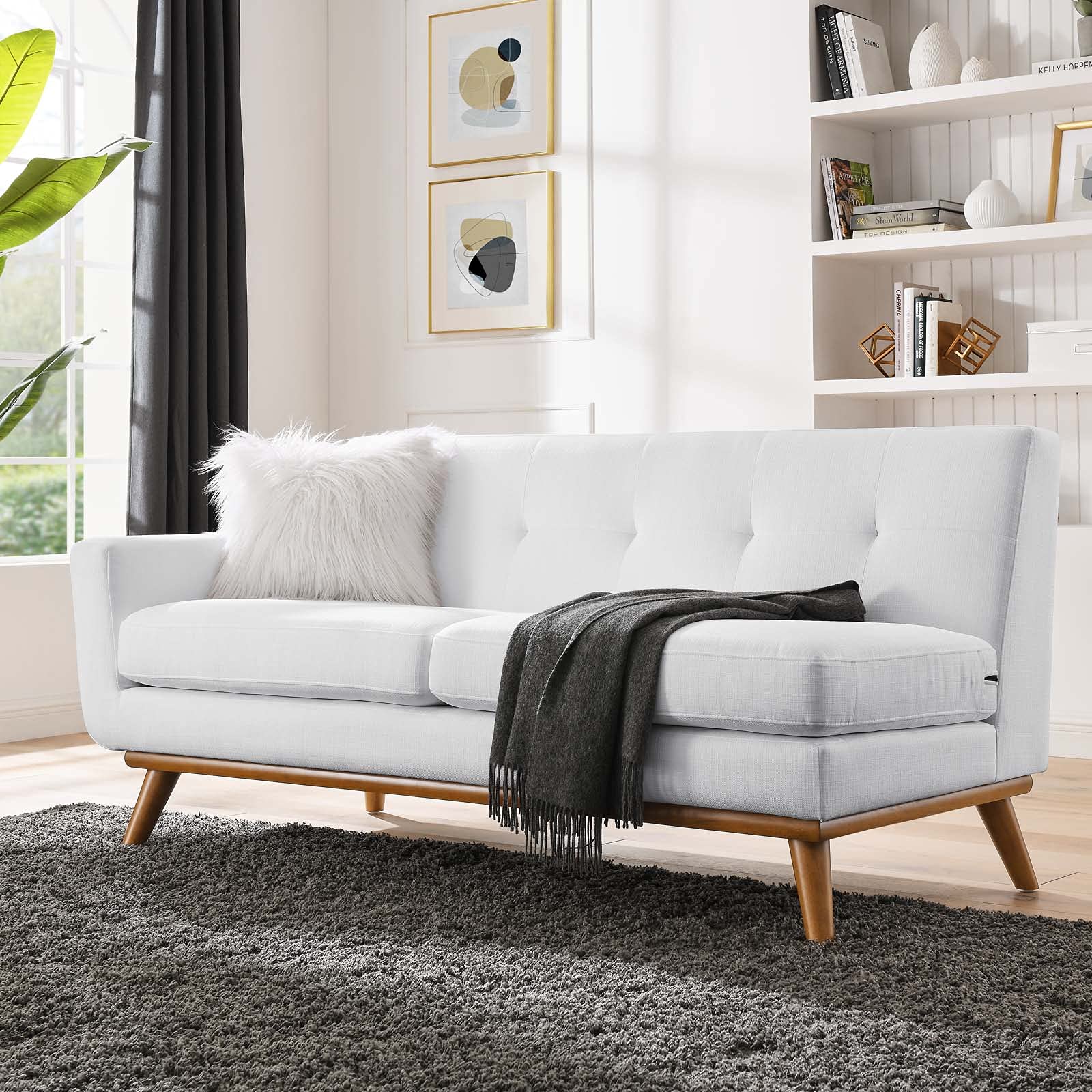 Modway Engage Upholstered Fabric Left-Arm Loveseat, White