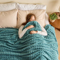Newcosplay Super Soft King Blanket Teal Premium Silky Flannel Fleece 3D Waffle Checkered Lightweight Bed Blanket All Season Use