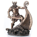 Veronese Design 9.5 Inch Norse Viking Warrior Standing On Long Ship Prow Antique Bronze Finish Statue