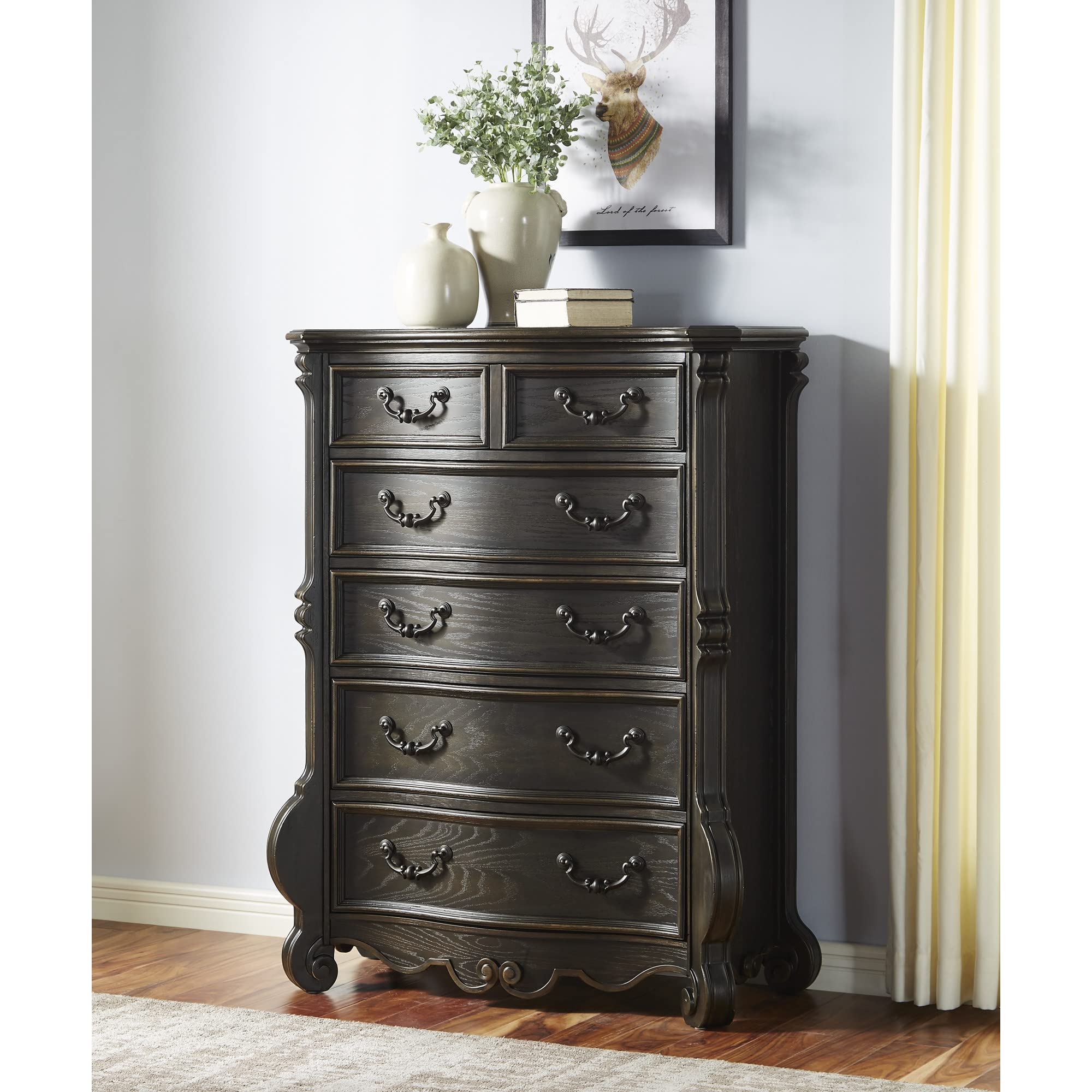 Steve Silver Rhapsody Opulent Molasses Finish, Antique Style, French Dovetail Drawers, Scrolled Feet, No Assembly Required Chest, Dark Brown