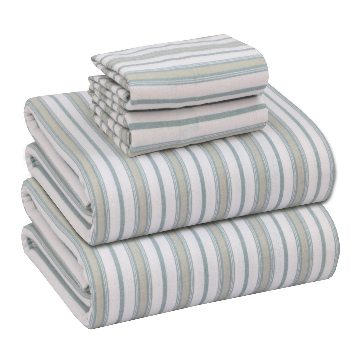 Ruvanti Flannel Sheets Twin Size 4 Pcs - 100% Cotton Double Brushed Bed Sheets, Deep Pockets 16 Inches, All Seasons Breathable,
