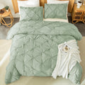 Andency Sage Green Comforter Twin(66X90Inch), 2 Pieces(1 Pintuck Comforter, 1 Pillowcase) Microfiber Pinch Pleat Comforter Set Twin Size, Lightweight And Soft Bedding Comforter Set