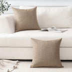 Otostar Linen Throw Pillow Covers Set Of 2 Decorative Square Pillowcases Cushion Covers 28X28 Inch For Home Decor Sofa Bedroom Car 70 X 70 Cm Light Coffee