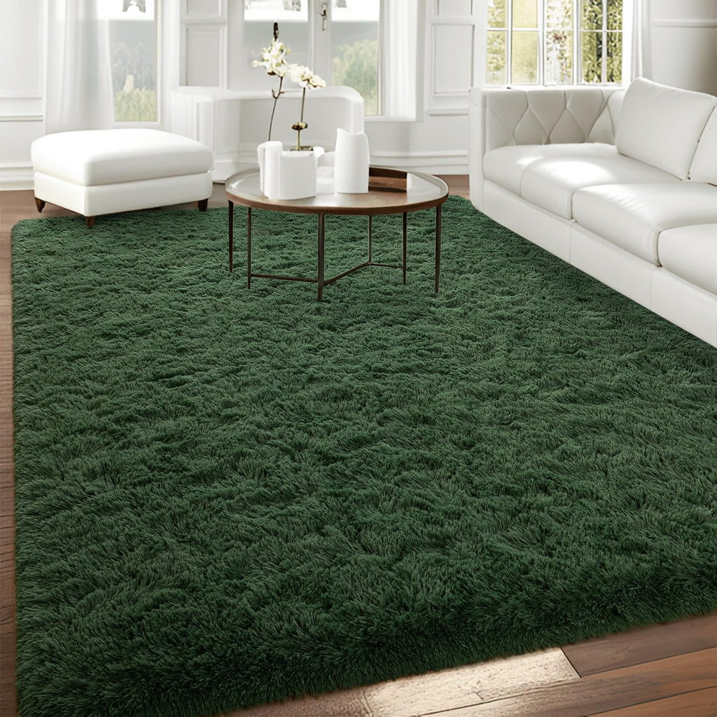 Falark Large Soft Area Rugs For Bedroom Living Room, 6X9 Ft Dark Green Fluffy Rug Carpets For Girls Kids Room, Shaggy Fuzzy Indo