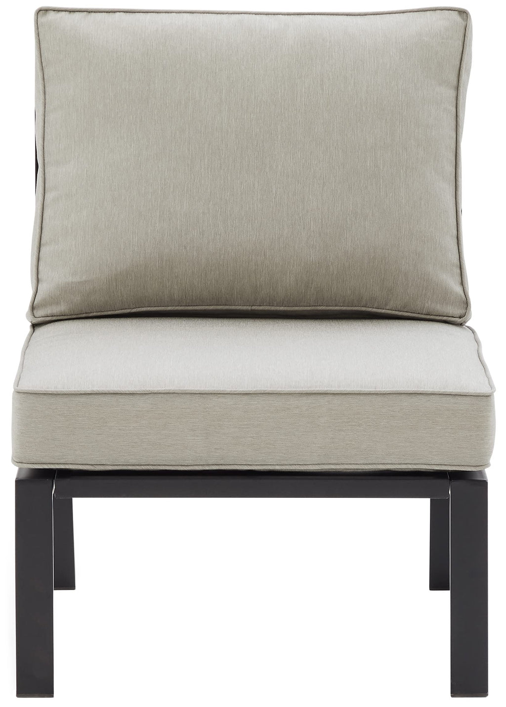 Crosley Furniture Clark Armless Outdoor Sectional Chair, Patio Chairs For Porch, Deck, Backyard, Balcony, Matte Black With Taupe Cushions