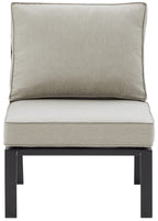 Crosley Furniture Clark Armless Outdoor Sectional Chair, Patio Chairs For Porch, Deck, Backyard, Balcony, Matte Black With Taupe Cushions