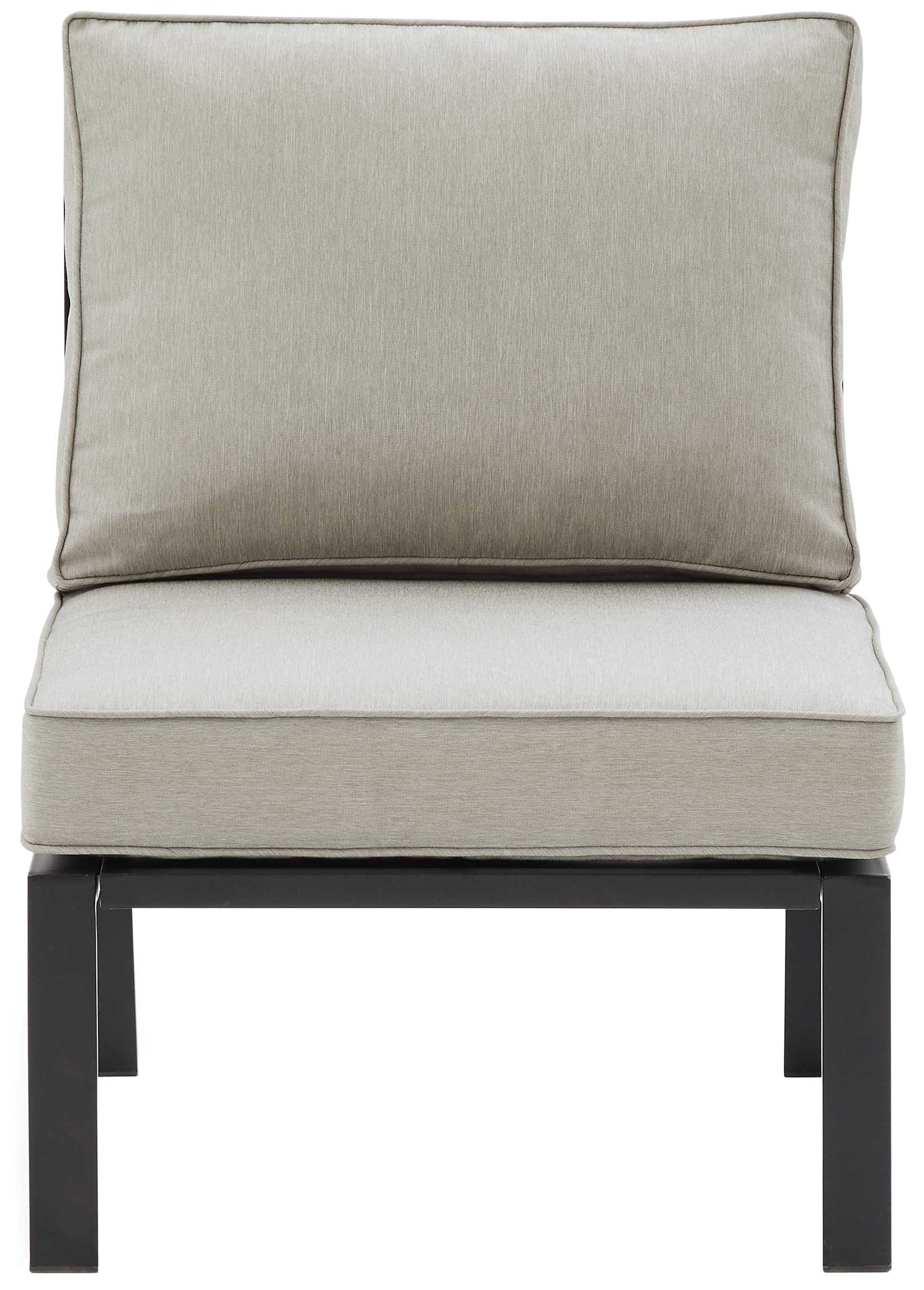 Crosley Furniture Clark Armless Outdoor Sectional Chair, Patio Chairs For Porch, Deck, Backyard, Balcony, Matte Black With Taupe Cushions
