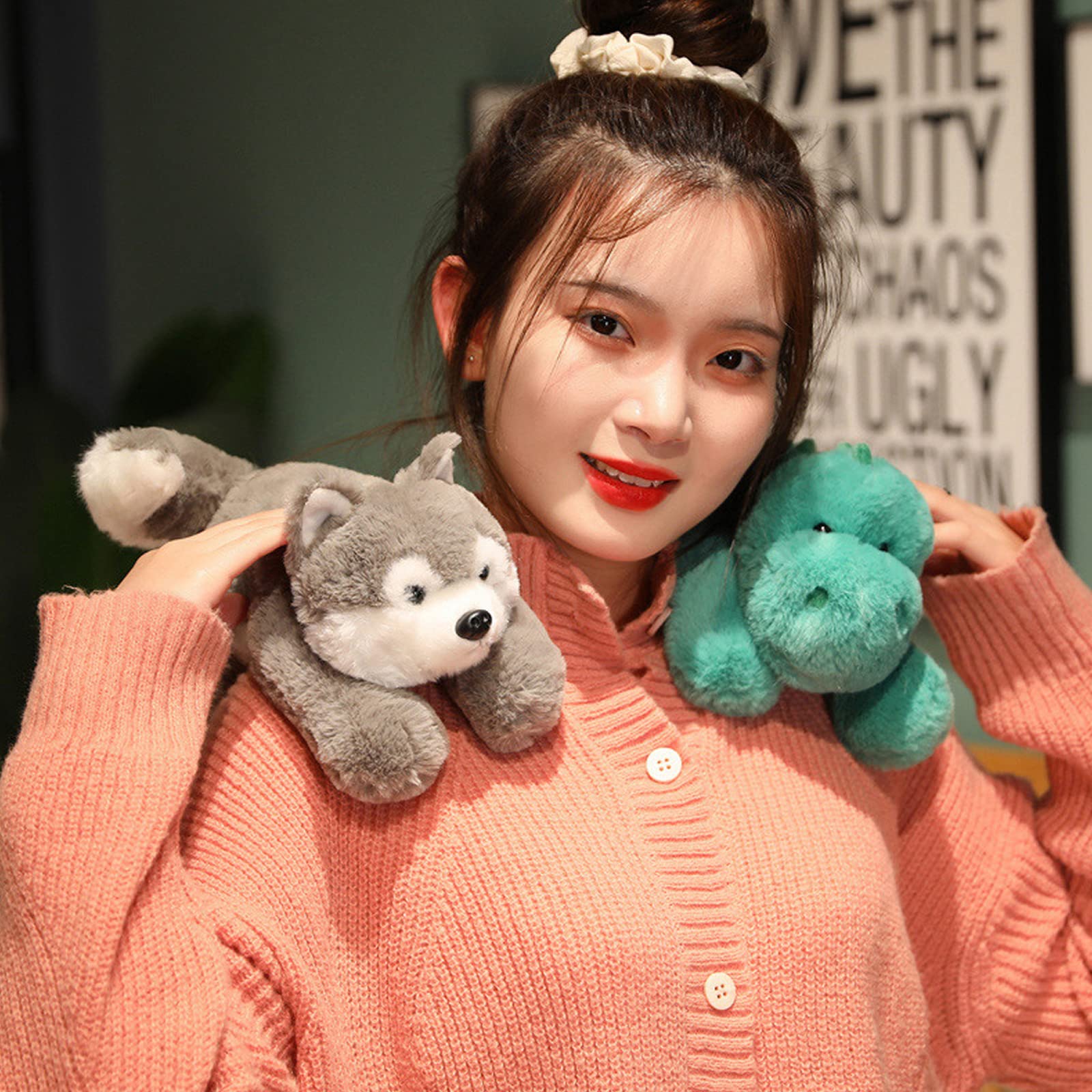 Ronivia Weighted Husky Stuffed Animal Toy, 11.8 Inch, Plush Pillow