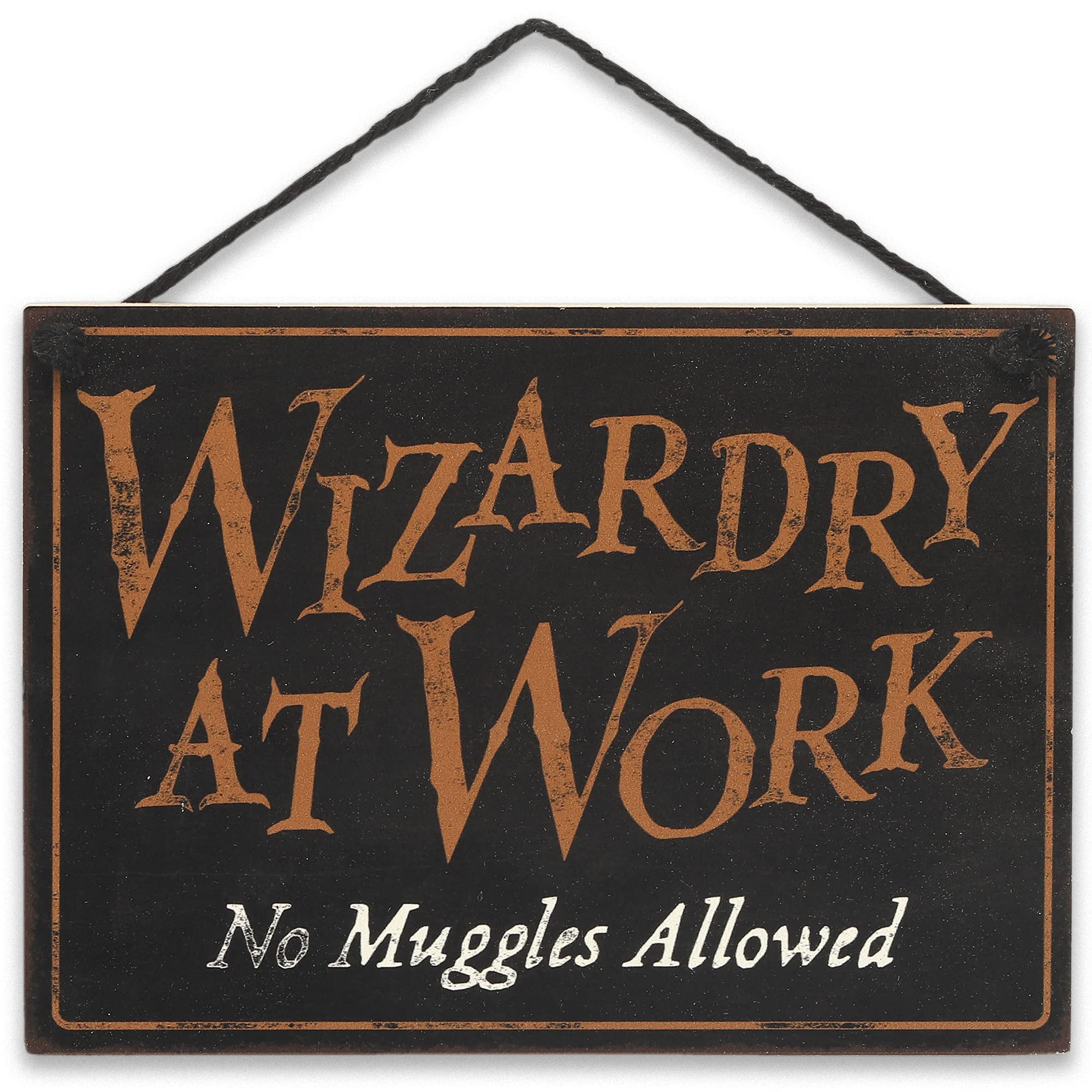 Open Road Brands Harry Potter Double Sided Hanging Wood Wall Decor - Wizards Welcome, Muggles Tolerated and Wizardry at Work, No