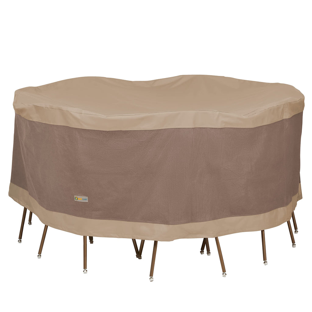 Duck Covers Elegant Water-Resistant 90 Inch Round Patio Table & Chair Set Cover, Outdoor Table And Chair Cover