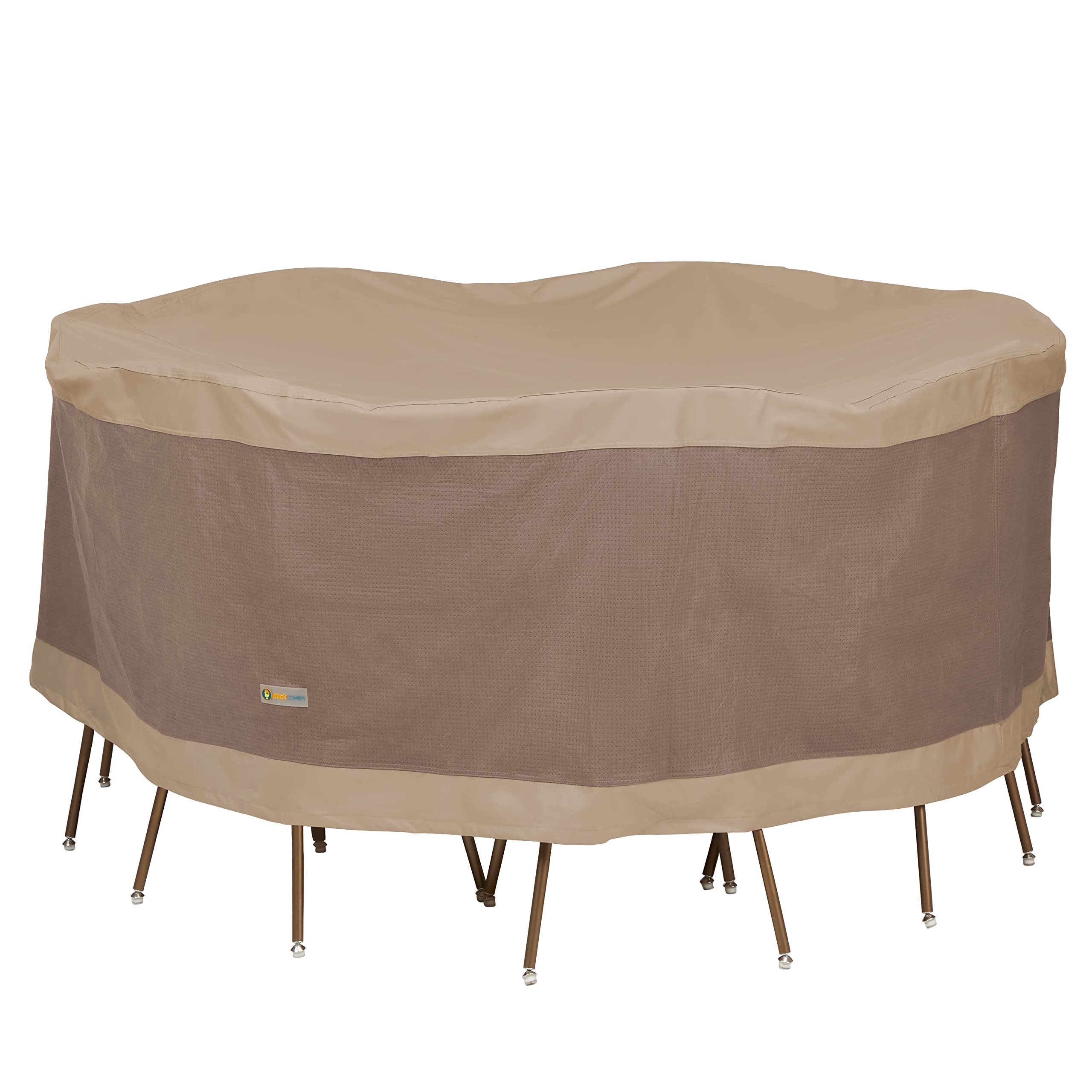 Duck Covers Elegant Water-Resistant 90 Inch Round Patio Table & Chair Set Cover, Outdoor Table And Chair Cover