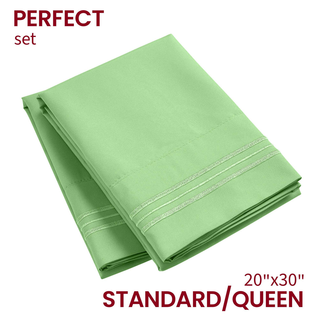 Mellanni Pillow Cases - 2 Pc Iconic Collection Pillowcases - Luxury, Extra Soft, Cooling Pillow Covers - Envelope Closure (Standard/Queen 20' X 30', Pistachio)