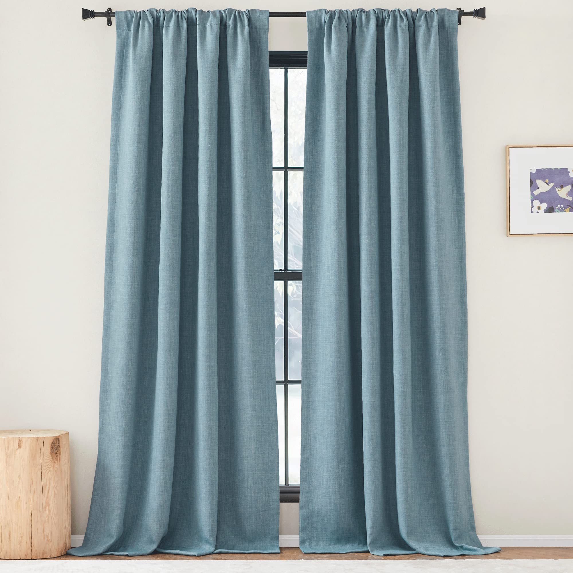 Nicetown Bedroom Curtains 2 Panels Sets Faux Linen Textured, Pinch Pleated Room Darkening Heat Blocking Window Treatments Therma
