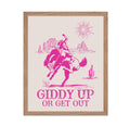 Poster Master Giddy Up Or Get Out Poster - Retro Pink Cowgirl Print - Western Art - Trendy Art - Wild West Art - Gift for Men & 
