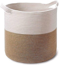 Laundry Hamper with Lid, Large Capacity, Stain Resistant Rope Design, White