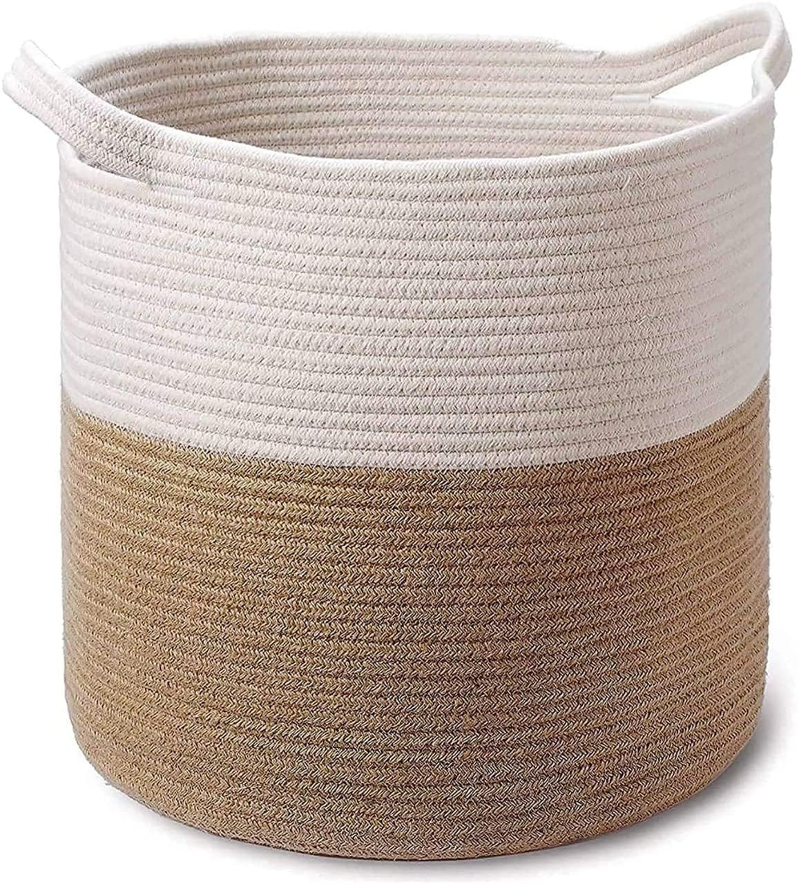 Laundry Hamper with Lid, Large Capacity, Stain Resistant Rope Design, White
