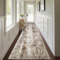 Capslpad Abstract Washable Runner Rug, 2x12 Brown Non-Slip Hallway Runner Rug, Modern Low Pile Kitchen Runner Rug, Ultra Soft Pr