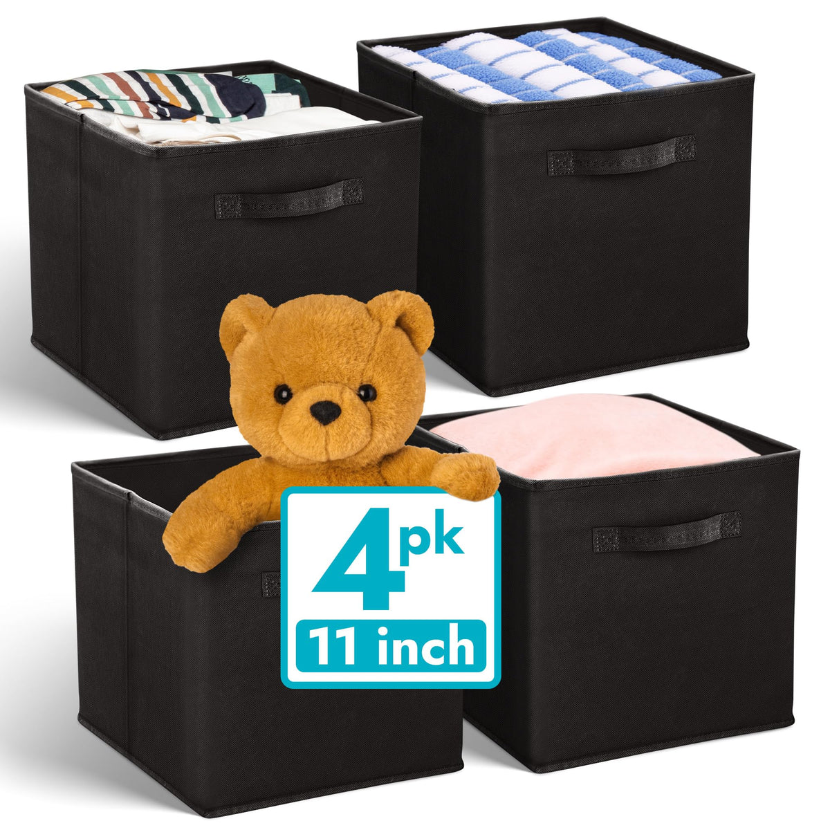 Reli. 11 Inch Cube Storage Bins (4 Pack) | Cube Organizer Bins