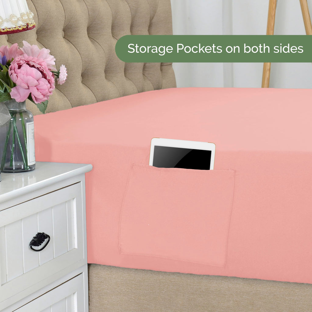 Elegant Comfort 1500 Premium Hotel Quality 18-21 Inches Deep - Extra Deep Pocket Single Fitted Sheet For High Mattress, Luxury And Softest, Smart Pocket - Wrinkle Free, Full, Dusty Rose