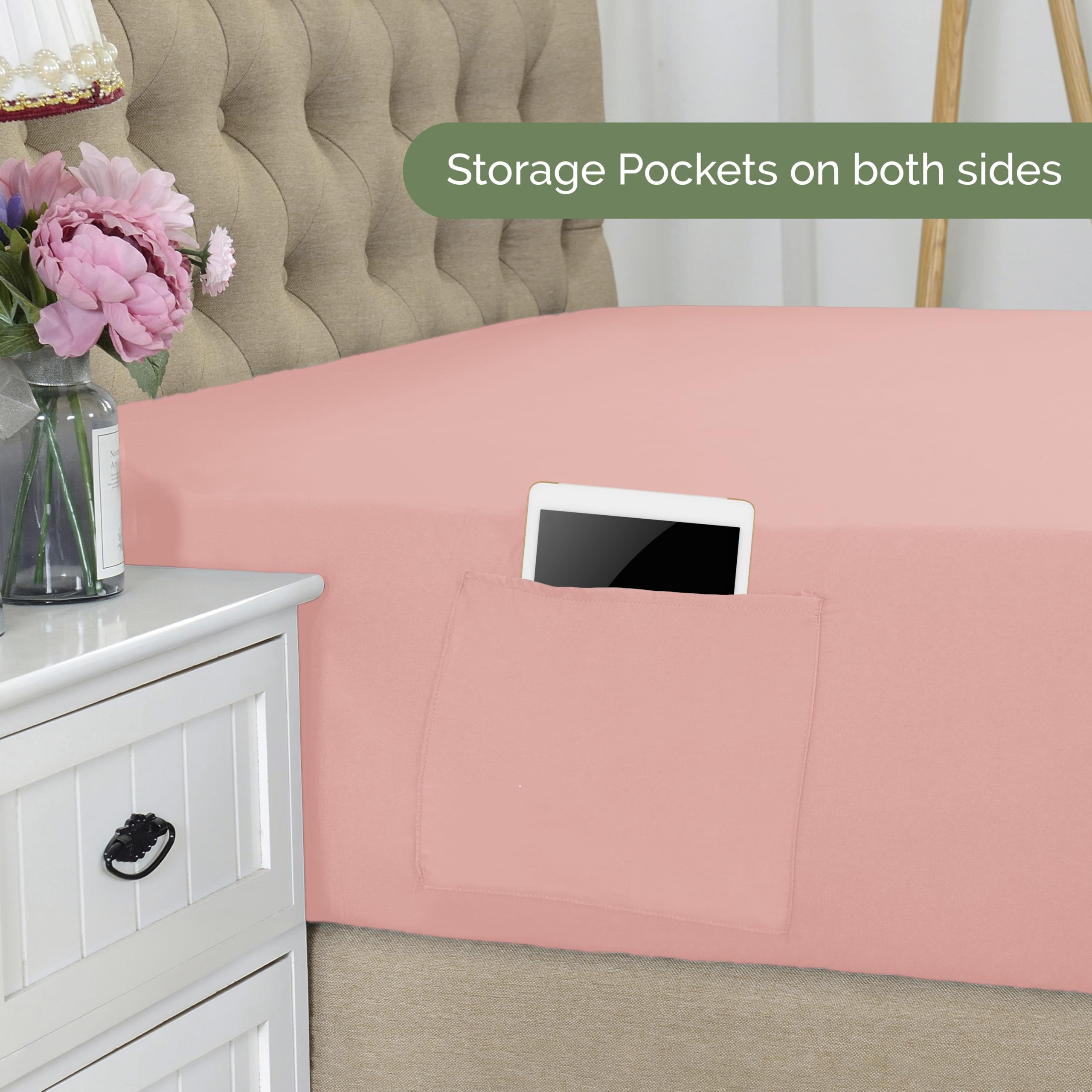 Elegant Comfort 1500 Premium Hotel Quality 18-21 Inches Deep - Extra Deep Pocket Single Fitted Sheet For High Mattress, Luxury And Softest, Smart Pocket - Wrinkle Free, Full, Dusty Rose