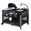 Pamo Babe 4 in 1 Portable Baby Crib Deluxe Nursery Center, Foldable Travel Playard with Bassinet, Mattress, Changing Table for N