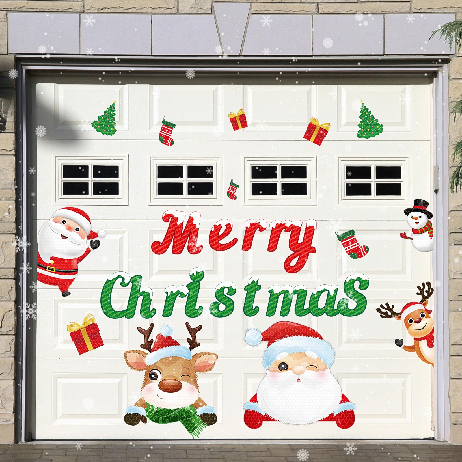 Ceenna 22 Pcs Christmas Garage Door Decoration Magnets Set Snowman Magnet Stickers Fridge Magnets Reusable Reflective Car Magnet
